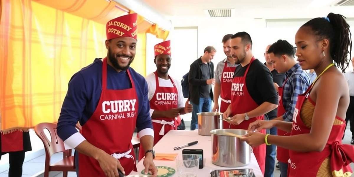 Curry Carnival Rush - Community Cooking Event Curry Carnival Rush community cooking event featuring players in traditional attire