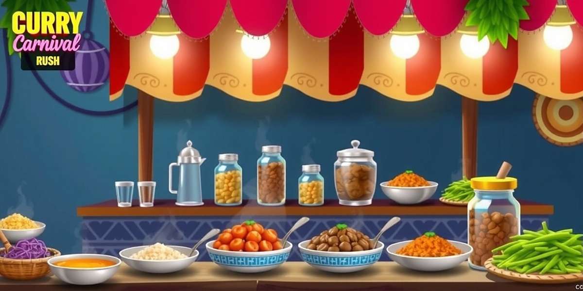 Curry Carnival Rush - Street Food Stall Gameplay Curry Carnival Rush game screenshot showing busy Indian street food stall with various dishes